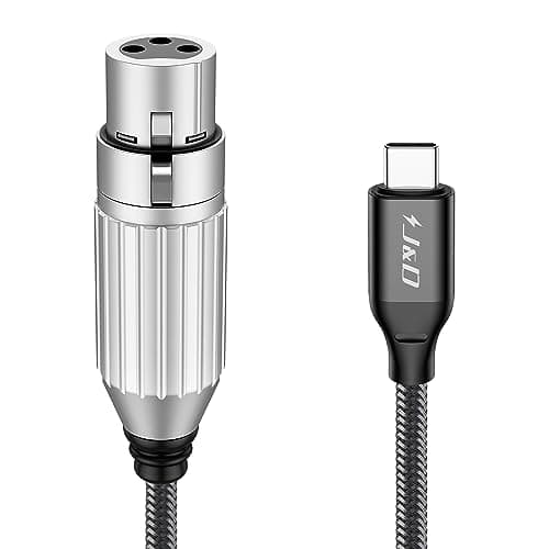 Image of J&D USB C to XLR Microphone Audio Cable, Braided USB C to XLR Female Cable for Audio Recording, Dynamic Microphone, Compatible for iPhone 16/17 Series, MacBook, 3 Meter