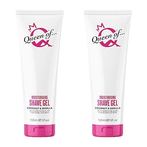Image of Queen of Ooh la la! Coconut and Vanilla Womens Shaving Gel, Sensitive Moisturising Shaving Cream For Women, 2x150ml