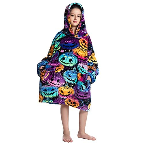 Image of JOREAY Kids Oversized Blanket Hoodie, Girls Boys Snuggle Fleece Wearable Blanket, Sherpa Fluffy Giant Hooded Sweatshirt for Teens