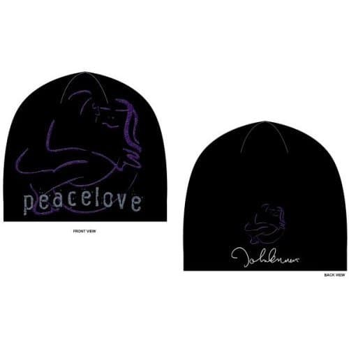 Image of John Lennon Peace & Love Official Beanie Hat Black