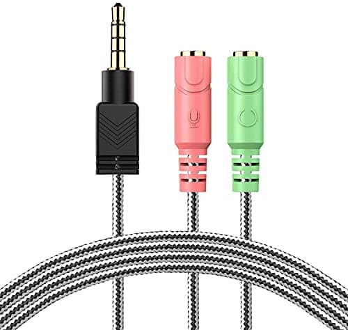Image of MillSO Headset Adapter, 3.3 Feet 3.5mm Mic and Audio Headphone Splitter (TRRS Male to 2 TRS Female) CTIA 4 Pole Stereo Jack Y Cable for Dual-Plug Headset to PS4, Xbox One, Phone, Laptop, PC