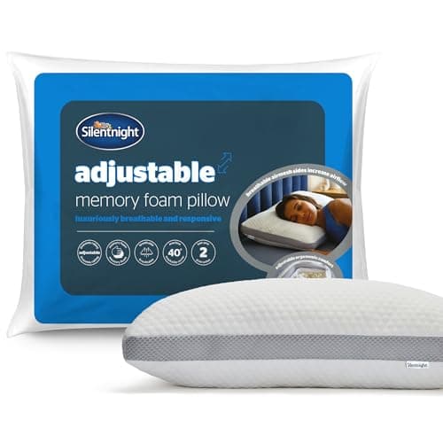 Image of Silentnight Adjustable Memory Foam Pillow - Sink-In Luxury Shredded Filling - Ergonomic Support Help Ease Neck Pain - All Sleeping Positions - Breathable Hollowfibre Removable Cover - Hypoallergenic