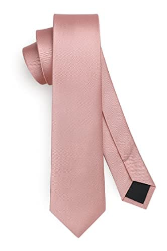 Image of HISDERN Pink Tie Silk Skinny Tie Slim ties For Men Solid NeckTie Classic Formal Tie For Business Wedding(6cm)