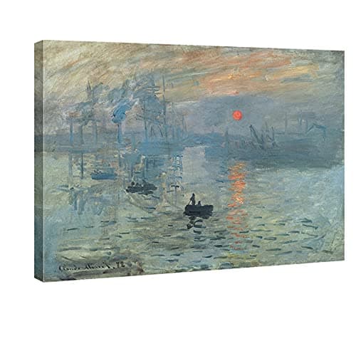 Image of Wieco Art Impression Sunrise Extra Large Modern Gallery Wrapped Giclee Canvas Prints of Claude Monet Famous Oil Paintings Reproduction Seascape Artwork Sea Pictures on Canvas Wall Art for Home Decor