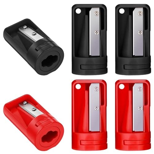 Image of 6-Pack Carpenter Pencil Sharpener, Manual Portable Woodworking Tool Stainless Steel Narrow Sharpening Tool Woodworker Pencils Sharpeners Cutter Shaver for Contractors, Students, Office & Home Use