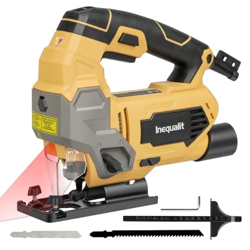Image of Inequalit Jigsaw 800W, 6-Speed Variable Corded Jig Saw with 4-Position Orbital Action, Laser Guide, ±45° Bevel Cutting, 100mm Wood & 10mm Metal Capacity