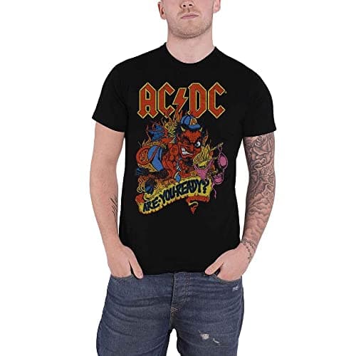 Image of ACDC Men's AC/DC are You Ready Regular Fit Crew Neck Short Sleeve T - Shirt, Black (Black Black), XX-Large (Manufacturer Size:XX-Large)
