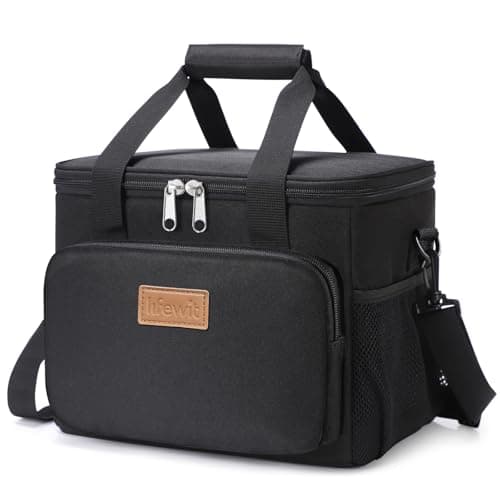 Image of Lifewit Lunch Bag 9L 12 Can Insulated Lunch Box Soft Cooler Cooling Tote for Adult Men Women, Black