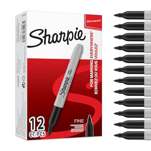 Image of Sharpie Permanent Markers | Fine Point for Bold Details | Black Ink | 12 Count Marker Pens
