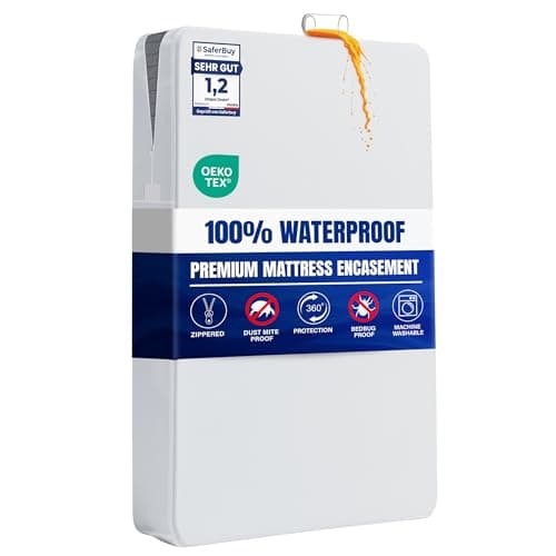 Image of Utopia Bedding Premium Waterproof Mattress Encasement Double Bed (135 x 190 x 30 cm), Zippered Mattress Protector, Bed Bug and Dust Mite Proof Mattress Cover, White