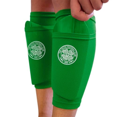 Image of Hy-Pro Officially Licensed Celtic F.C. Shin Pad With Sock Sleeve, Junior - Shin Guard, Breathable, Lightweight, Durable, Protective Gear, Merchandise, The Bhoys, Great Football Gift Idea