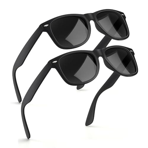 Image of wearPro Polarised-Sunglasses-Mens-Womens-UV400-Protection Rectangular Sunglasses Retro Black Sun Glasses Unisex Classic Ultralight Shades For Cycling Driving Fishing(black+black)