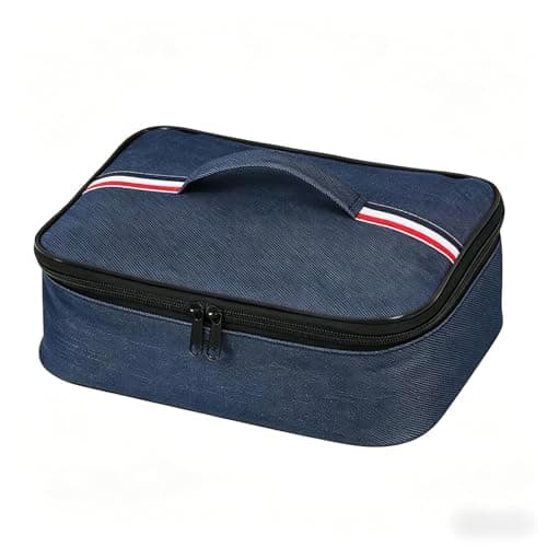 Image of Chyaya Insulated Lunch Bag for Men Women Leakproof Thermal Cooler Tote Reusable Oxford Fabric Lunch Box Portable Lunch Bags for Work Office Picnic Travel Keep Food Cool or Warm (Navy Blue)