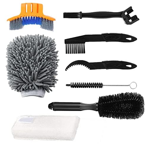 Image of Oumers 8pcs Bike Cleaning Brush Kit, Chain Cleaner Multi Tool Bicycle Maintenance Accessories for Motorbike Chain/Tire/Sprocket Cycling Corner Stain Dirt Clean