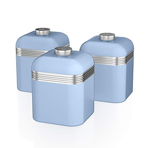 Image of Swan Retro Set of 3 Canisters (Blue)