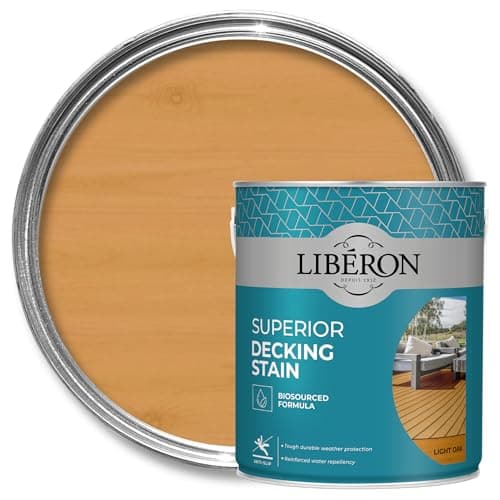 Image of Libéron Superior Decking Stain - Durable Protection Against Extreme Weather - UV & Water-Resistant Finish - Anti-Slip - Biosourced Formula - Light Oak - 2.5 litres