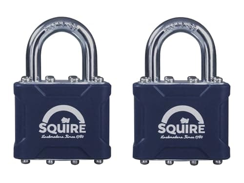 Image of Squire 35T Henry Stronglock Open Shackle Double Locking Keyed Padlock Twin Pack, Blue, One Size