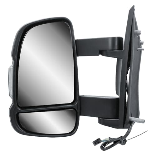 Image of Passenger Left Side Door Wing Mirror N/S Electric and Heated Manual Folding Long Arm for Fiat Ducato Peugeot Boxer Citroen Relay 2006 to 2023 Vauxhall Movano 2019-2023