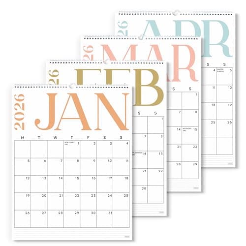 Image of S&O Modern Vertical 2026 Wall Calendar - Tear-Off Monthly Calendar through December 2026-18 Month Academic Wall Planner - Hanging Organizer to Track Anniversaries & Appointments - 13.5"x10.5”in