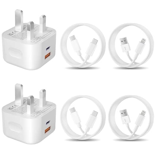 Image of AAZV Fast Charger Plug and Cable, 20W Fast USB C and USB Dual Port Plug and 2-Pack 2M Cable for iPhone 15/15 pro max /15 Pro/15 plus Samsung Galaxy S23 S22 S21 Google Pixel 7/8 Pro Dual Ports