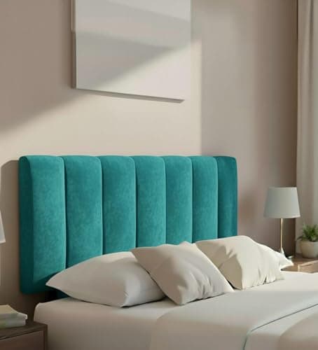 Image of Hannah Portland Velvet Headboard, Plush Lined Design for Divan Beds, Luxury Bedroom and Hotel Furniture Height 20inch (Teal, Double 4ft 6inch)