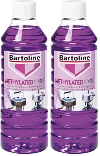 Image of Bartoline Methylated Spirit 500ml – Premium Fuel for Alcohol Burners & Stain Remover for Hard Surfaces (Pack of 2)