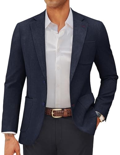 Image of PJ PAUL JONES Blazers for Men UK Lightweight Suit Jackets Casual Blazer Tweed Dinner Jackets M Dark Blue