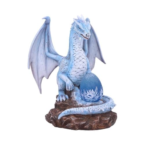 Image of Nemesis Now Safira The Protector Resin Dragon Statue - Ice Blue Dragon with Egg, LED Illumination, Hand-Painted Dragon Figurine for Collectors