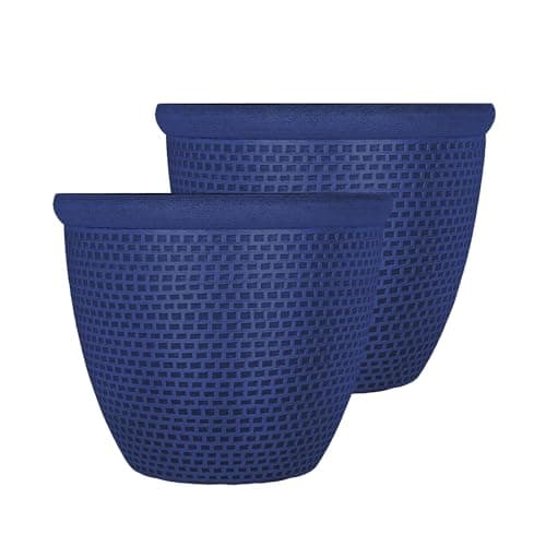 Image of SG Traders Cromarty Plant Pots Plastic Round Flower Pots Planter Garden Decoration 25cm Plant Pot Outdoor Flower Pot Outside Garden Planters With Drainage Holes (Pack of 2)