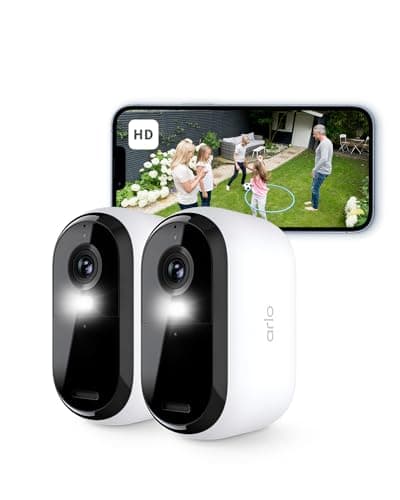 Image of Arlo Essential 2 HD Video Security Camera Outdoor Wireless, Battery Operated Home Camera With Colour Night Vision, Light, Siren, 2 Way Audio & WiFi, Arlo Secure Free Trial, 2 Cameras, White