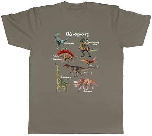 Image of Shopagift Collection of Dinosaurs T-Rex Triceratops Raptor Mens T-Shirt Tee Grey