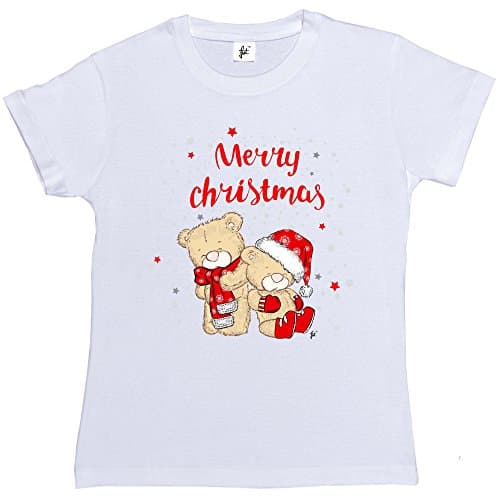 Image of Fancy A Snuggle Merry Christmas Teddy Bears Wearing Xmas Scarf Gloves & Hats Womens Boyfriend Fit T-Shirt White 2XL