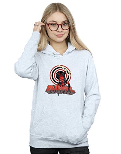 Image of Marvel Women's Deadpool Upside Down Hoodie Heather Grey Large