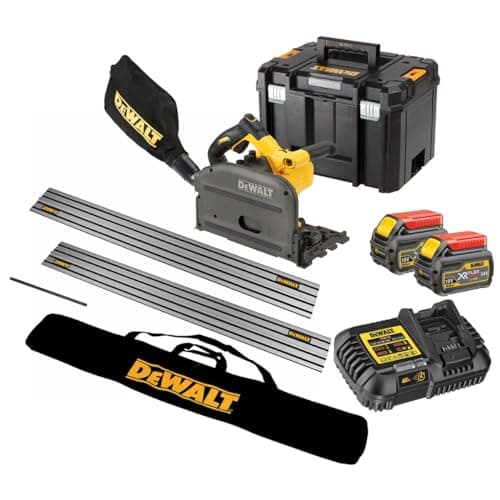 Image of DEWALT DCS520T2 54v XR FLEXVOLT Cordless Plunge Saw - 2x6.0ah + 2 Guide Rails ++
