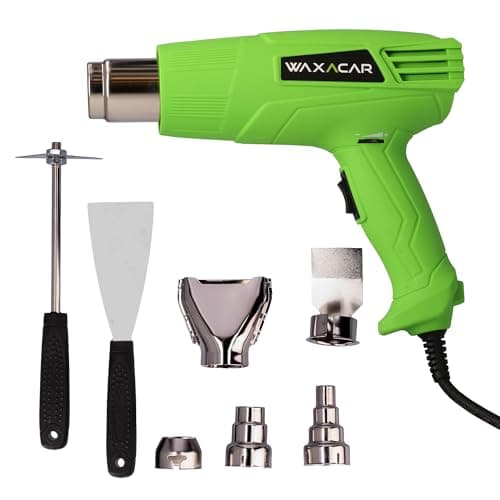 Image of WAXACAR Professional Heat Gun, Adjustable Temperature Settings, 2000W, 80-600°C, 220-240V, Hot Air Gun Kit with 5 Nozzles & 2 Scrapers, DIY, Paint Stripping, PVC Shrinking, Vehicle Wrapping & More!