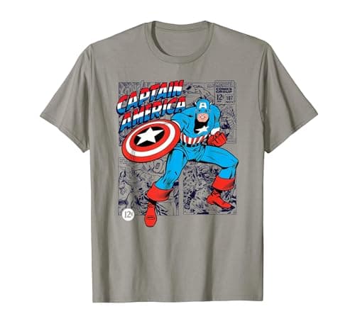Image of Marvel Captain America Comic Ready T-Shirt, Men, Slate Grey, Large