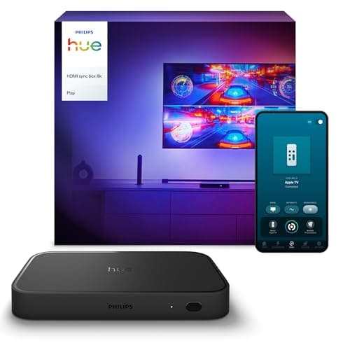 Image of Philips Hue Play HDMI Sync Box 8K, LED Lighting Control and Sync with Adjustable Intensity, Remote Lights Control Box, Connect Up To 4 Devices at Once