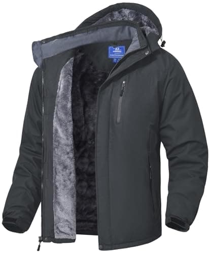 Image of SPOSULEI Mens Skiing Jackets with Hoode Snowboarding Waterproof Fleece Liner Coats Windproof Winter Raincoat Multi Pockets, Dark Grey, M