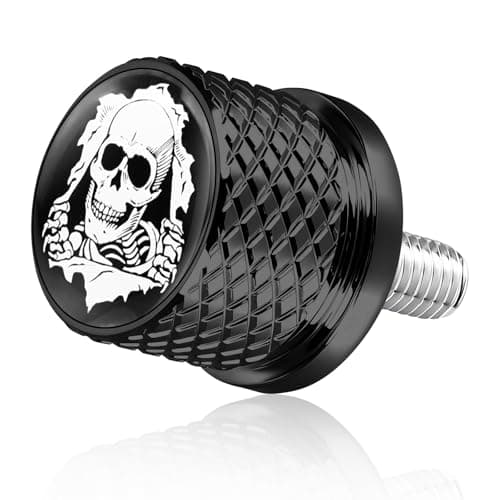 Image of Black Stainless Knurled Fender Seat Bolt Screw 1/4"-20 Thread For Harley Davidson - Skeleton Wreck