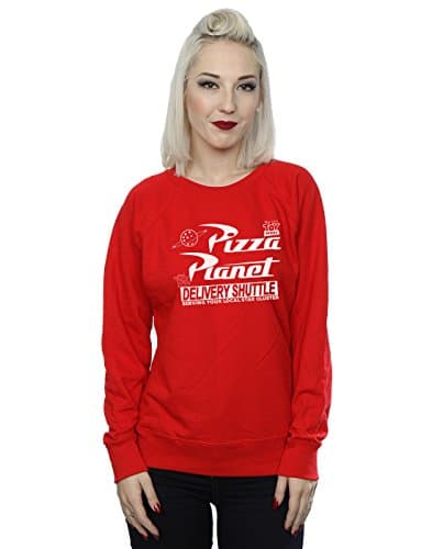 Image of Disney Women's Toy Story Pizza Planet Logo Sweatshirt Large Red