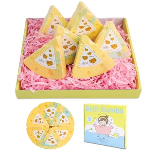 Image of DUAIU Bath Bombs Gift Set, 6 Pcs Natural Pizza Kids Bath Bombs Organic Bubble with Essential Oil Gifts for Her Birthday Anniversary Valentines Mothers Day for Women Girls and Boys