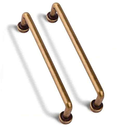 Image of XOMIUHL 2 Pack Antique Bronze Cabinet Pull 128mm Hole Center, Vintage Brass Cabinet Handles for Kitchen Doors, Wardrobes, Drawers and Furniture with Zinc Alloy Construction