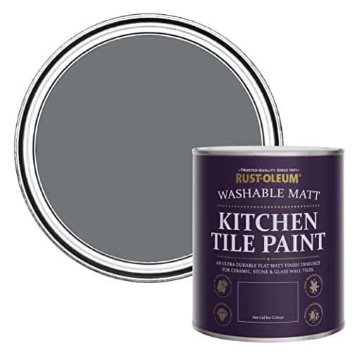 Image of Rust-Oleum Grey water resistant Kitchen Tile Paint in Matt Finish - Marine Grey 750ml