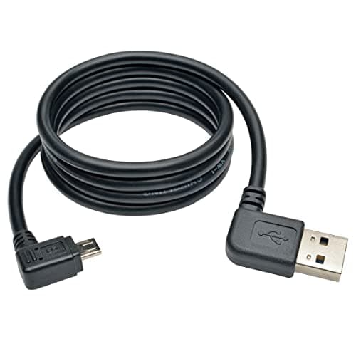 Image of Mr. Gadget's Solutions® 6.6ft. (2m) Right Angle Micro USB Cable – Right angle USB 2.0 A to 90-degree Micro USB Type B - Black