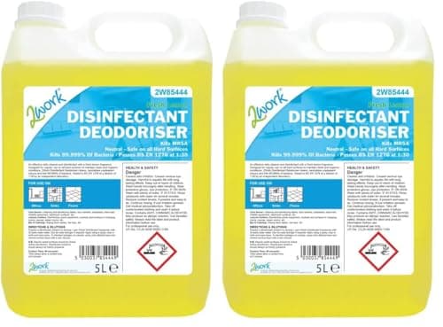 Image of 2Work Bactericidal Disinfectant Deodoriser Lemon Scent 5 Litre 2W85444 (Pack of 2)