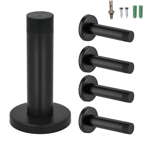 Image of 4 PCS Blacks Doors Stop, Door Stoppers for Skirtings, Black Door Stops, Matte Black Door Stoppers for Skirtings, Wall Mounted Door Holder for Home, Office, and Public Spaces