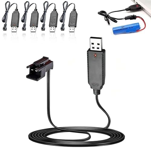 Image of 3.7V Lipo Battery Charger Cable, 4 Pcs USB Charging Cord with SM-2P Plug & LED Indicator for RC Car, Drone, Toy Car, Tank, Trucks Nicd/Nimh/Lipo Batteries