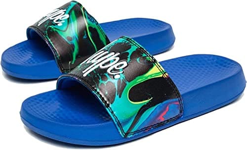 Image of hype UNISEX BLACK MARBLE INK MINI SCRIPT SLIDERS Size: KIDS 11