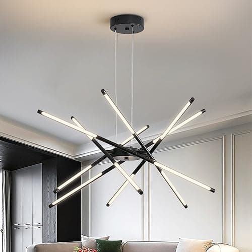 Image of Modern LED Sputnik Chandelier,Black/Gold Industrial Pendant Light Fixture,Indoor Hanging Ceiling Lighting with 12 Heads for Living Room,Dining Room,Kitchen,Bedroom