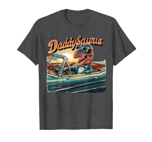 Image of Daddy Dinosaur Papasaurus Daddy Saurus Daddysaurus Rex T-Shirt, Men, Dark Heather Grey, 3X-Large